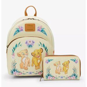 Loungefly Disney The Lion King Simba & Nala Floral Backpack and Wallet Set NWT